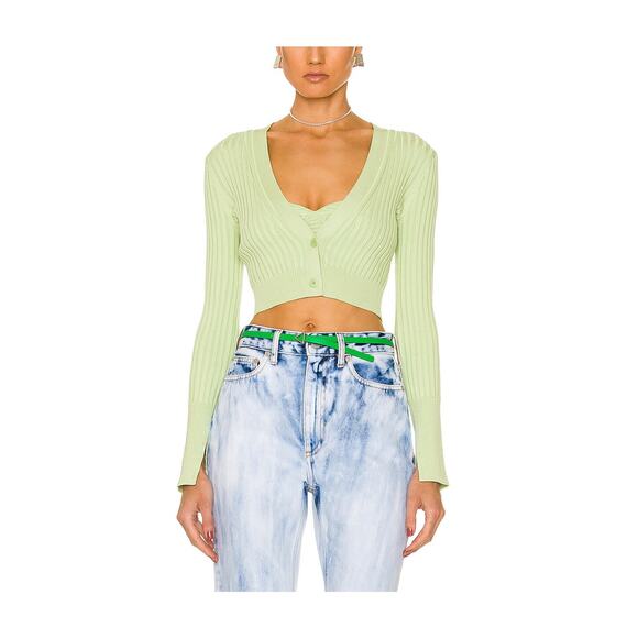 Simkhai 'Kayla' Green Cropped Cardigan Size L - NWT - Picture 1 of 5